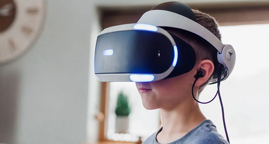 Person using a virtual reality headset